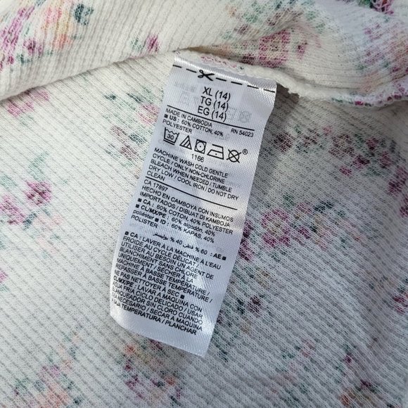 Old Navy Thermal Waffle Knit Long Sleeve Floral Tee Shirt Girls size XL 14 NWT - Picture 5 of 6